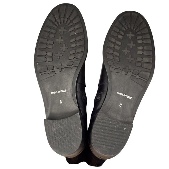 Aquatalia Oralie Equestrian Knee High Boot 8 Black Leather Side Zip Quilted - Picture 14 of 15